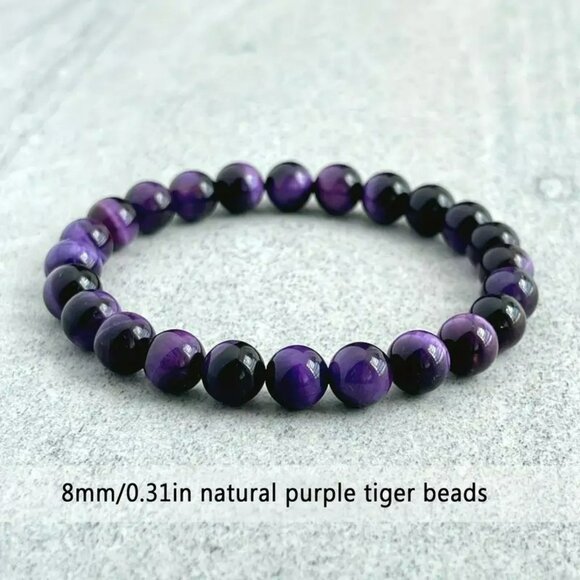 Natural Purple Tiger's Eye Crystal Bracelet (SKU #0380) - Picture 2 of 6